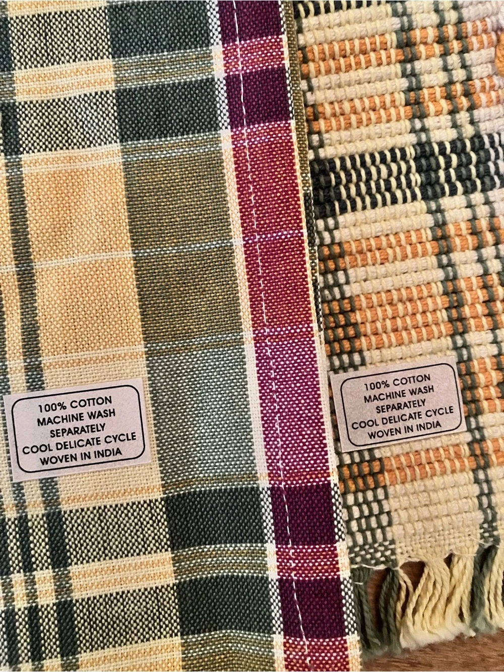 Handloomed India Cotton 6 Placemats and 6 Napkins Colorful Plaid New